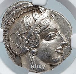 ATHÈNES Grèce 440 av. J.-C. Ancienne pièce grecque en argent TÉTRADRACHME d'Athéna avec une chouette NGC i89067