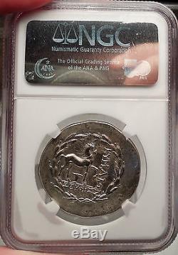 Aeolis, Cyme 155bc Authentique Monnaie Grecque Antique Certifiée Ngc Au. Amazone Et Cheval