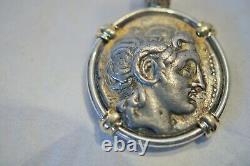 Alexander Le Grand Argent Tetrachm Coin 323-281 Bc Lunette Sterling & Or 14k