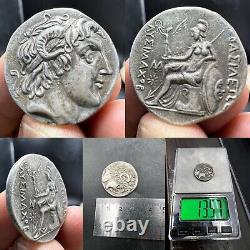 Alexandre Le Grand Vieux Trouvé Grec Bactrien Argent Massif Roi Unique Coin #26