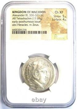 Alexandre le Grand III AR Tétradrachme Monnaie 336 avant J.-C. NGC Choix XF 5/5 Frappe