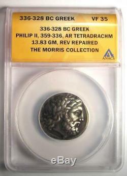 Ancien Macedon Philippe II Ar Tetradrachm Coin 336-328 Bc Certified Anacs Vf35
