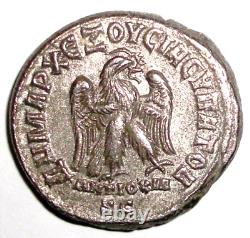 Ancienne pièce d'argent Empire romain Philippe Jr. 247-249 après J-C, AR Tétradrachme. Aigle