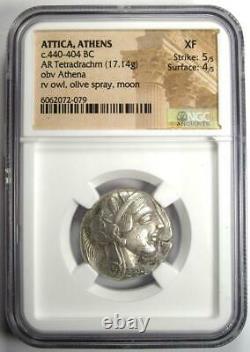 Ancient Athènes Grèce Athena Owl Ar Tetradrachm Argent Coin 440-404 Bc Ngc Xf