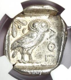 Ancient Athènes Grèce Athena Owl Tetradrachme Argent Coin 440-404 Bc Ngc Xf Ef