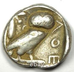 Ancient Egypt Athena Owl Tetradrachm Argent Coin (400 Av. J.-c.) Vf Avec Marques D'essai