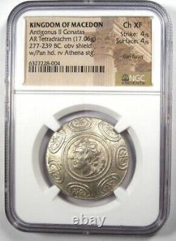 Antigonus II Gonatas Ar Tetradrachm Pan Athena Silver Coin 277 Av. J.-c. Choix Ngc Xf