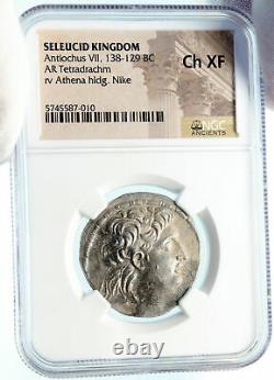 Antiochos VII Seleukid Argent Grec Cappadocien Tetradrachme Pièce Ngc Chxf I83844