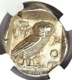 Antique Athènes Grèce Athena Owl Tetradrachm Coin (440-404 Av. J.-c.) Ngc Choice Au