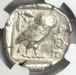 Antique Athènes Grèce Athena Owl Tetradrachm Coin (440-404 Av. J.-c.) Ngc Choice Fine
