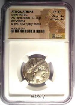Antique Athènes Grèce Athena Owl Tetradrachm Coin (440-404 Av. J.-c.) Ngc Choice Xf
