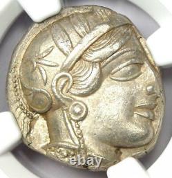 Antique Athènes Grèce Athena Owl Tetradrachm Coin 440-404 Bc Certifié Ngc Au