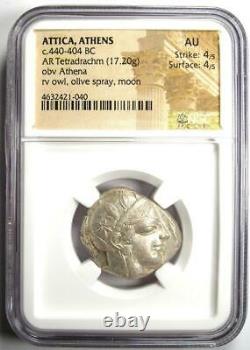 Antique Athènes Grèce Athena Owl Tetradrachm Silver Coin (440-404 Av. J.-c.) Ngc Au