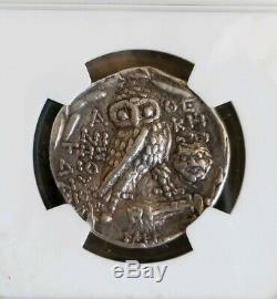Athena, Attique New Style Tetradrachm Ngc Xf 5/3 Ancient Silver Coin Satyre