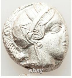 Athènes Anciens Grèce Athena Owl Tetradrachm Ar Silver Coin 440-404 Bc Ch Vf