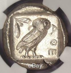 Athènes Antique Grèce Athena Owl Tetradrachm Coin (early 455-440 Bc) Ngc Vf