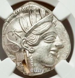 Athènes Antique Grèce Athena Owl Tetradrachm Silver Coin 440-404 Bc Ngc Au 5/5