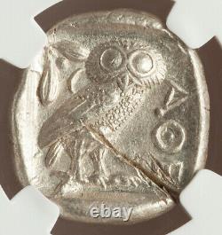 Athènes Antique Grèce Athena Owl Tetradrachm Silver Coin 440-404 Bc Ngc Ch Au