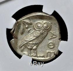 Athènes Athena Owl Attica 440-404 Bc Ar Tétradrachme D'argent Ngc Mint État Ms 4 + 5
