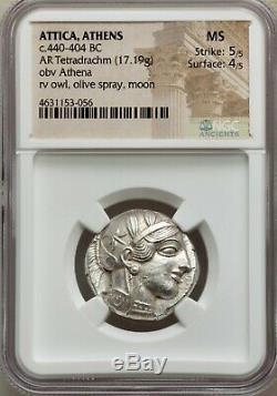 Athènes Athena Owl Tetradrachm Ca. 465-454 Av. Jc. Attique Grecque Ngc Ms 5/5 4/5