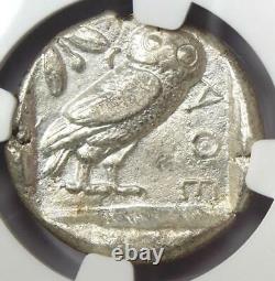 Athènes Athena Owl Tetradrachm Coin (455-440 Av. J.-c.) Ngc Au, Test Cut Early Issue