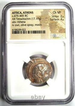 Athènes Athena Owl Tetradrachm Coin 475-465 Bc Ngc Choice Vf Première Édition