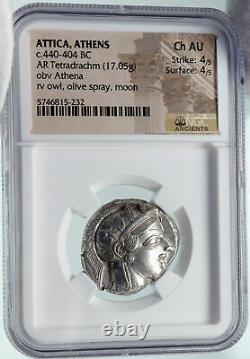Athenes Grèce 440bc Ancient Silver Greek Tetradrachm Coin Athena Owl Ngc I86559