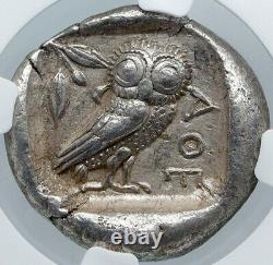 Athenes Grèce 475bc Ancient Silver Greek Tetradrachm Coin Athena Owl Ngc I88625