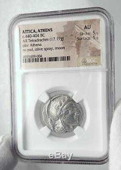 Athenes Grèce Antique Argent 440bc Grecque Tétradrachme Coin Athéna Chouette Ngc I80699