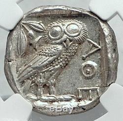 Athenes Grèce Antique Argent 440bc Grecque Tétradrachme Coin Athéna Chouette Ngc I80779