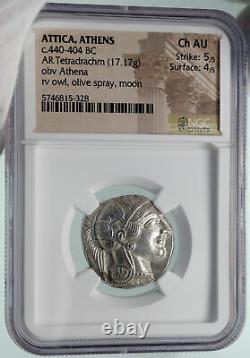 Athenes Grèce Antique Argent 440bc Grecque Tétradrachme Coin Athéna Chouette Ngc I86403