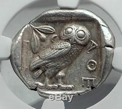 Athenes Grèce Antique Argent 455bc Grecque Tétradrachme Coin Athéna Chouette Ngc I80942