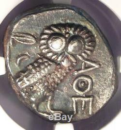 Athènes Grèce Antique Athéna Chouette Tetradrachm Coin (393-294 Bc) Ngc Au