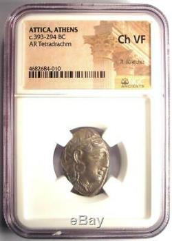 Athènes Grèce Antique Athéna Chouette Tetradrachm Coin (393-294 Bc) Ngc Choix Vf