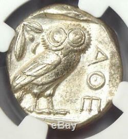Athènes Grèce Antique Athéna Chouette Tetradrachm Coin (440-404 Bc) Ngc Au, Cut Test