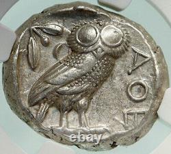 Athenes Grèce Argent Grec Tetradrachm Coin Athena Full Crest Owl Ngc I84882
