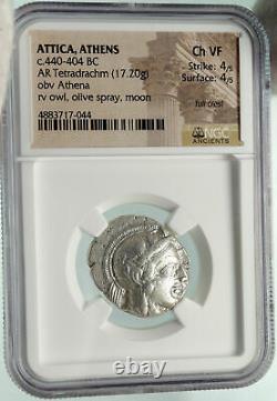Athenes Grèce Argent Grec Tetradrachm Coin Athena Full Crest Owl Ngc I84882
