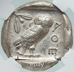 Athenes Grèce Argent Grec Tetradrachm Coin Athena Full Crest Owl Ngc I85677