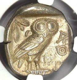 Athènes Grèce Athena Owl Tetradrachm Ancien Coin 440-404 Bc Certifié Ngc Au