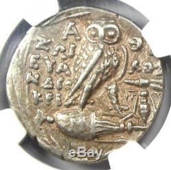 Athènes Grèce Athena Owl Tetradrachm Coin (110 Bc, Nouveau Style) Certifié Ngc Xf