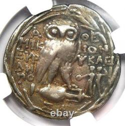 Athènes Grèce Athena Owl Tetradrachm Coin (124 Av. J.-c., New Style) Ngc Vf, 5 Strike