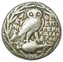 Athènes Grèce Athena Owl Tetradrachm Coin (125 Av. J.-c., Nouveau Style) Bonne Fine / Vf