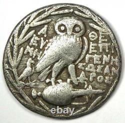 Athènes Grèce Athena Owl Tetradrachm Coin (125 Av. J.-c., Nouveau Style) Bonne Fine / Vf