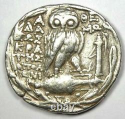 Athènes Grèce Athena Owl Tetradrachm Coin (129 Av. J.-c., Nouveau Style) Bon Vf / Xf