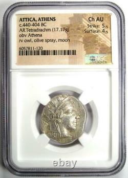 Athènes Grèce Athena Owl Tetradrachm Coin 440-404 Av. J.-c. Ngc Choice Au 5/5 Strike