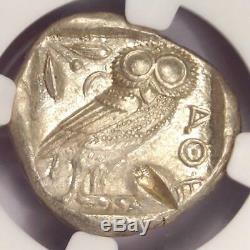 Athènes Grèce Athena Owl Tetradrachm Coin (440-404 Bc) Certifié Ngc Au