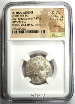 Athènes Grèce Athena Owl Tetradrachm Coin 440-404 Bc Ngc Choice Au, Test Cut