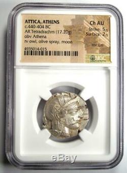 Athènes Grèce Athena Owl Tetradrachm Coin (440-404 Bc) Ngc Choix De L'ua, Les Coupes De Test