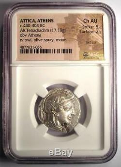 = Athènes Grèce Athena Owl Tetradrachm Coin (440-404 Bc) Ngc Choix Ua, Cut Test