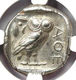 Athènes Grèce Athena Owl Tetradrachm Coin (440-404 Bc) Xf Ngc Avec Full Crest